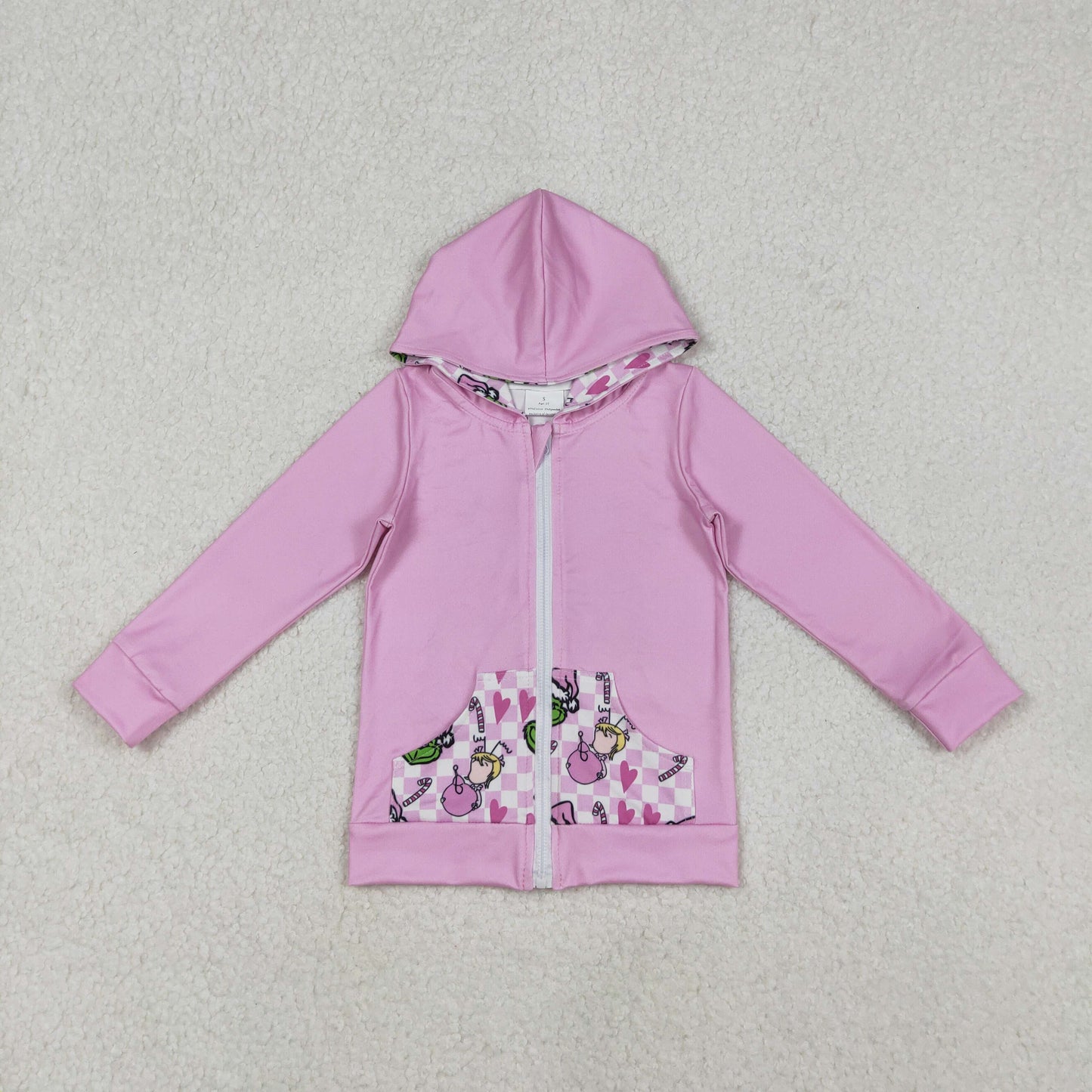 GT1142 baby girls Christmas rose  hoodies zipper top