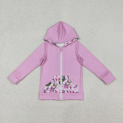 GT1142 baby girls Christmas rose  hoodies zipper top