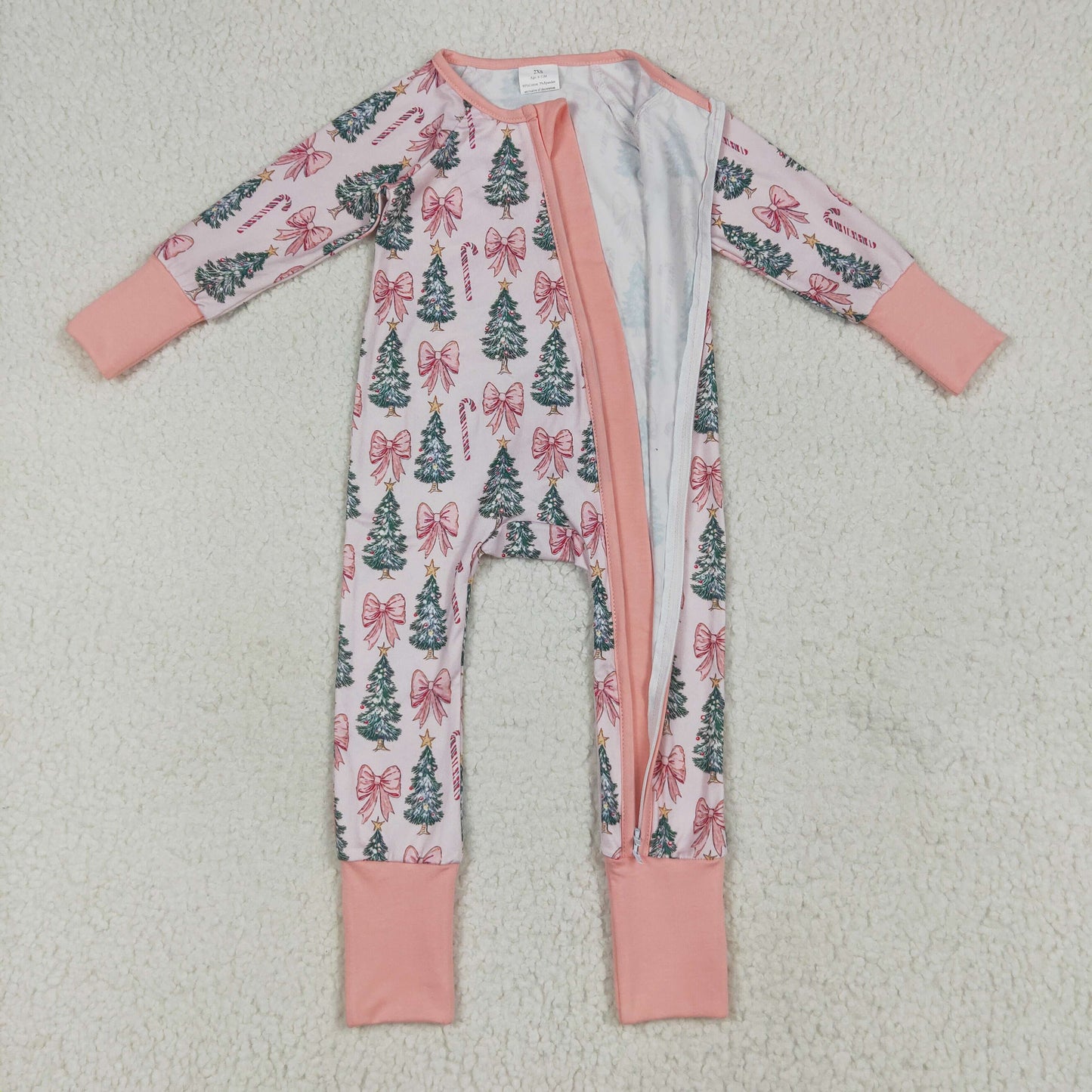 LR2283 baby girls tree bow pink romper
