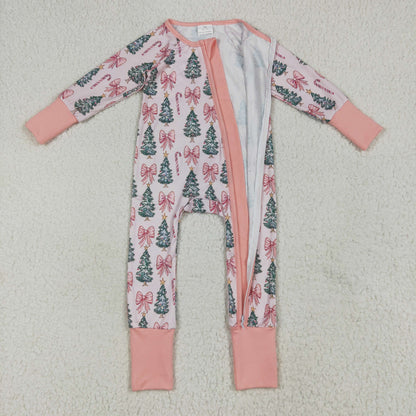 LR2283 baby girls tree bow pink romper