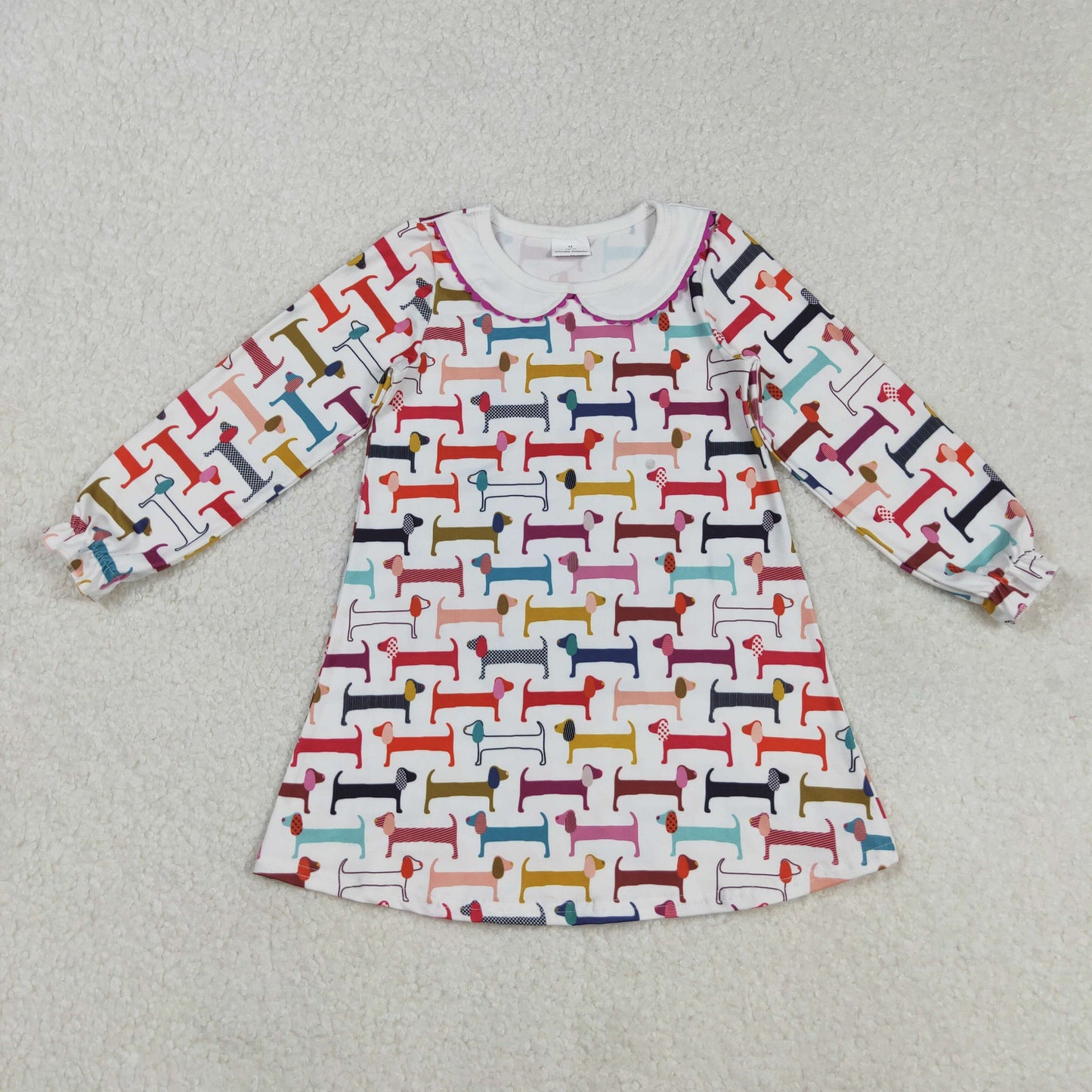 GLD0471 baby Girls colorful puppy long sleeves Dress