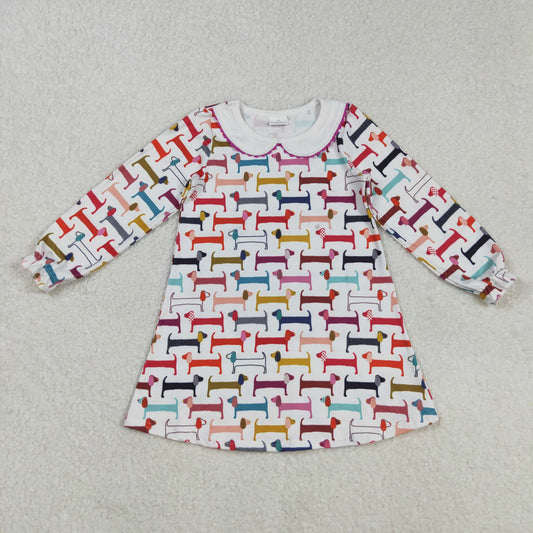 GLD0471 baby Girls colorful puppy long sleeves Dress