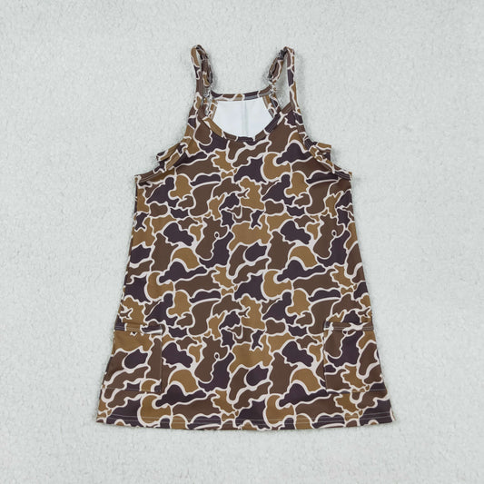 GSD2722 girls brown camo slip Dress yoga