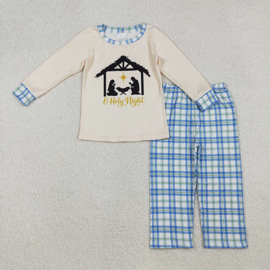BLP1100 baby Boys Easter blue checkered outfits