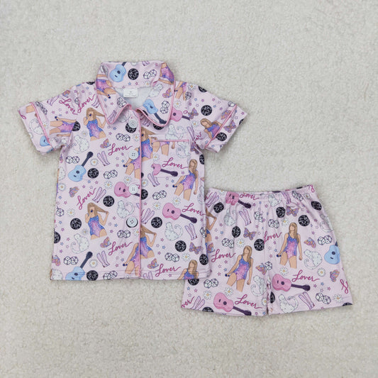 GSSO1773 girls singer purple shorts pajamas
