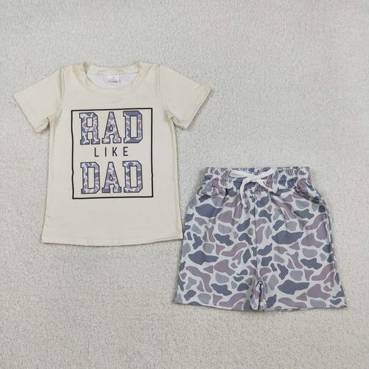 BSSO1584 Boys DAD short sleeve camo shorts outfits