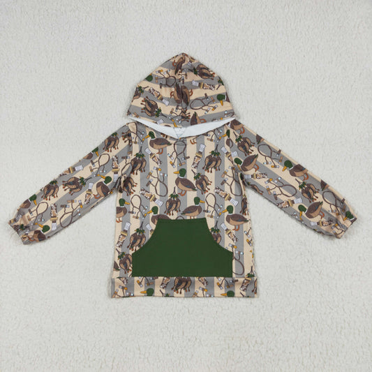 BT1267 baby boys duck green pocket hoodie