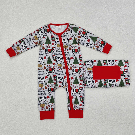 LR1075 Baby boys Christmas zipper romper