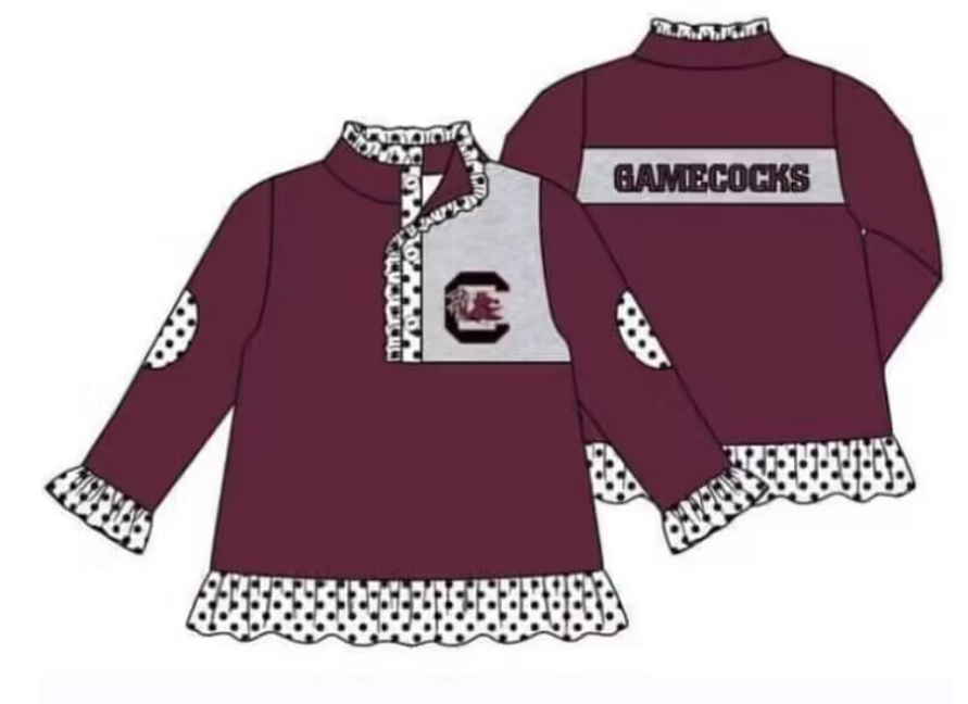 MOQ 3 Custom design Girls Gamecocks Pullover