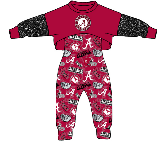 MOQ 3 Custom design baby Girls Alabama Outfits 2pcs team clothing