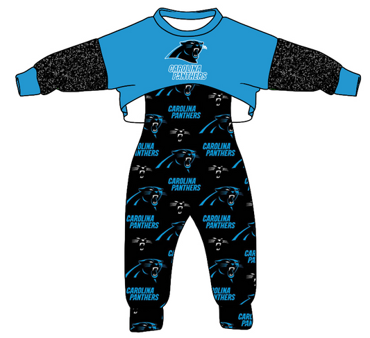 MOQ 3 Custom design Girls Panthers Outfits 2pcs