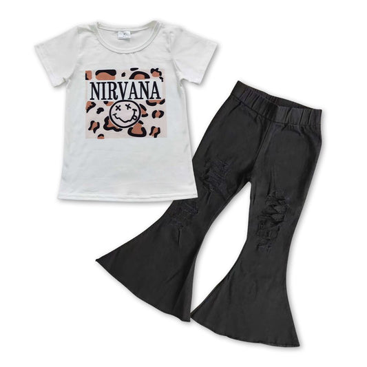 Girls Nirvana Outfits Short Sleeves Black Jeans