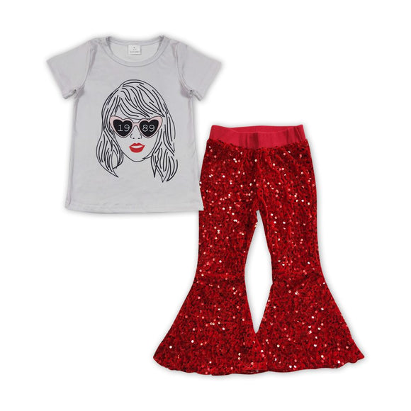 Girls Singer 1989 Outfits Sequined Pants
