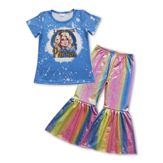 Girls Blue Outfits Satin Pants