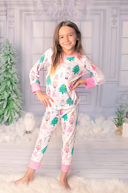 GLP0558 Girls Pink Christmas Pajamas