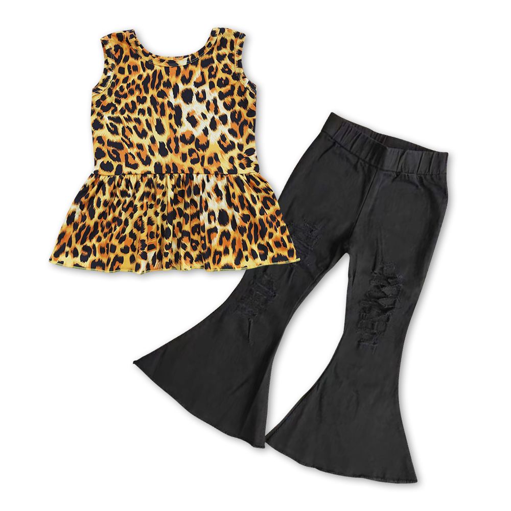 Girls Leopard Outfits Black Jeans