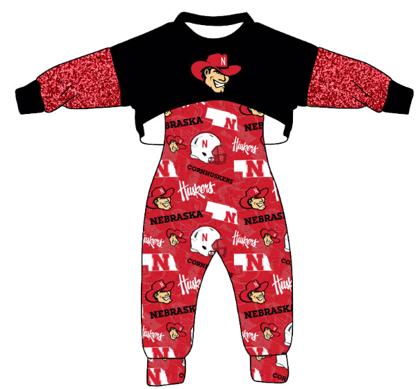 MOQ 3 Custom design Girls Nebraska Outfits 2pcs
