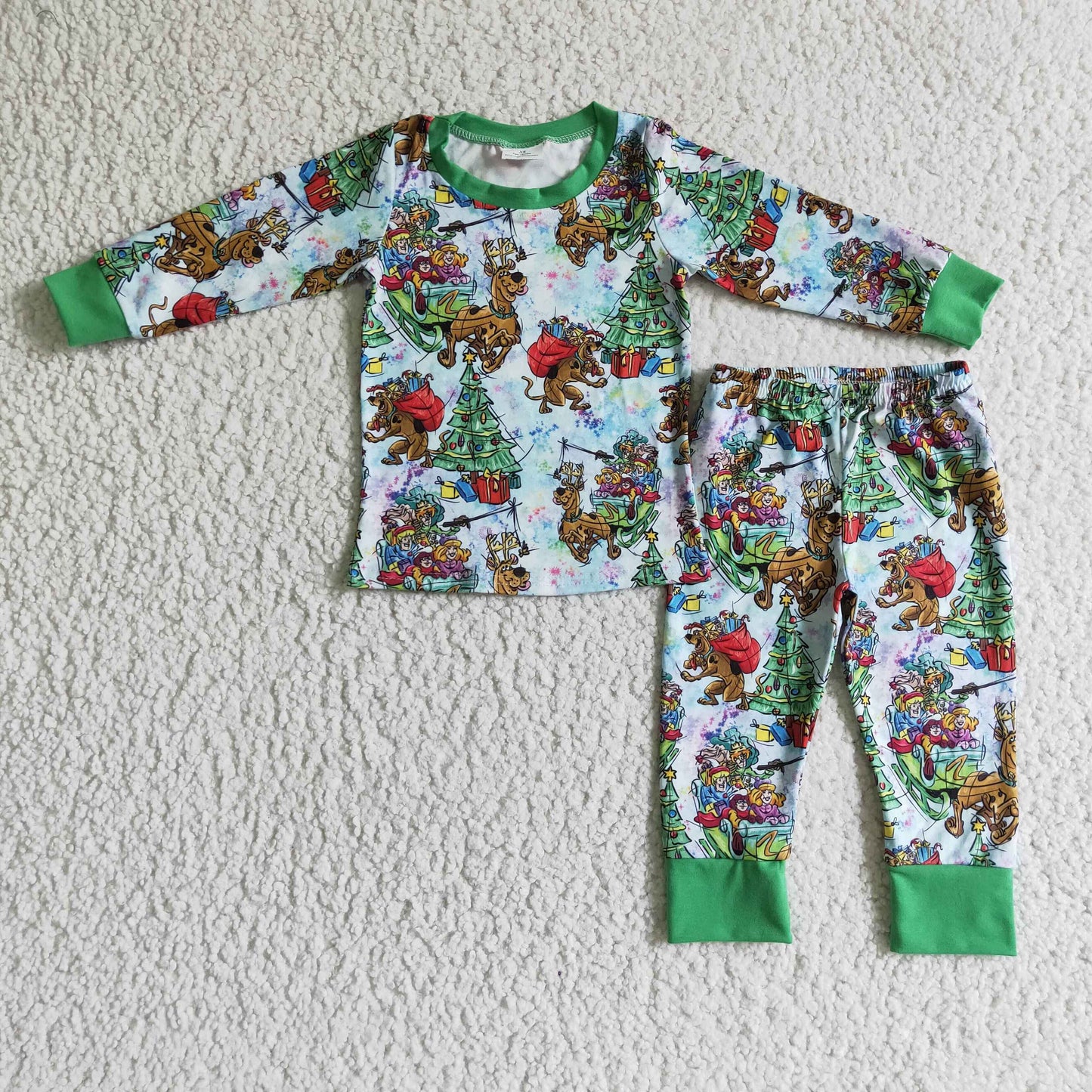 BLP0089 Boys Christmas Green Pajamas