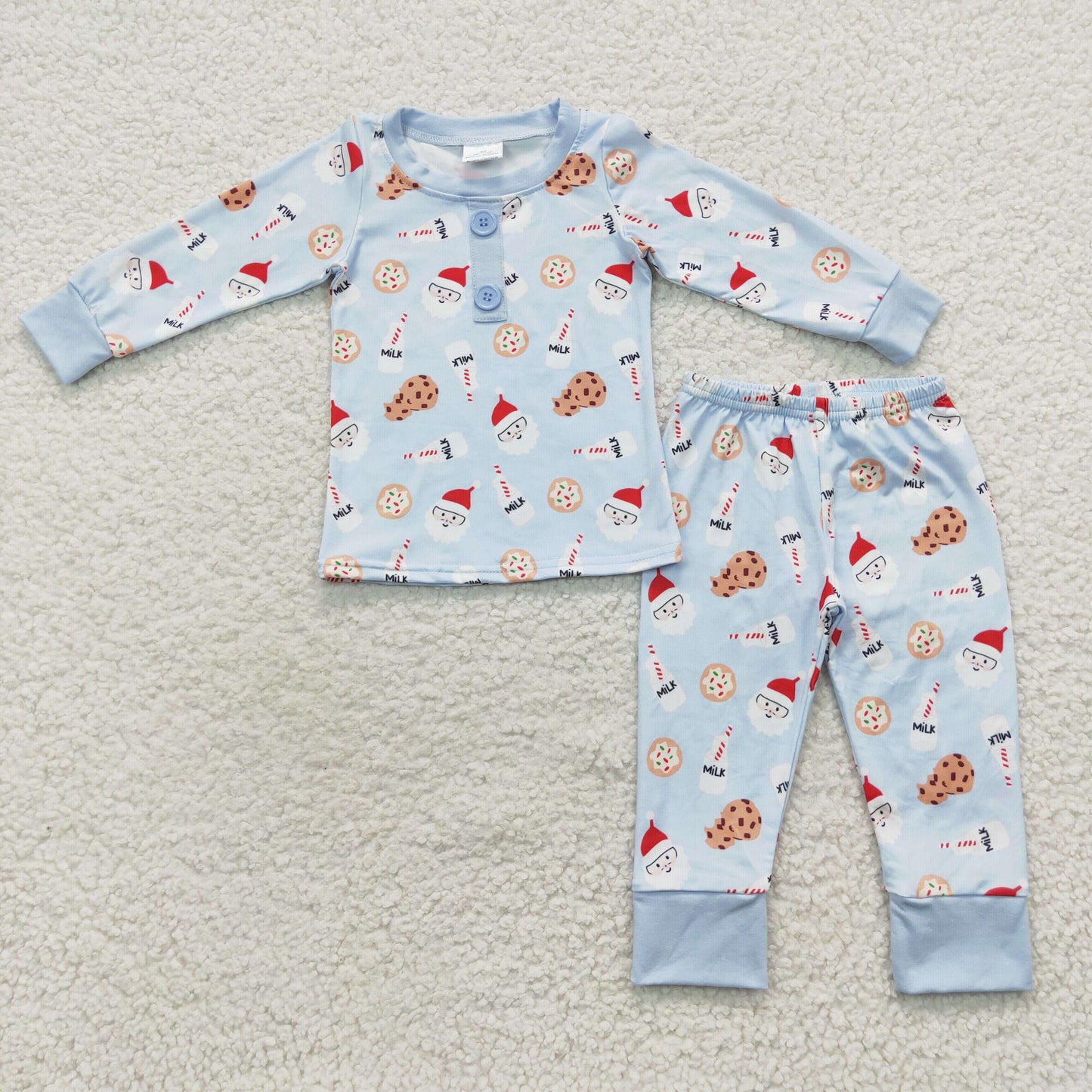 5.5 BLP0238 Boys Christmas Pajamas Long Sleeves Joggers Button