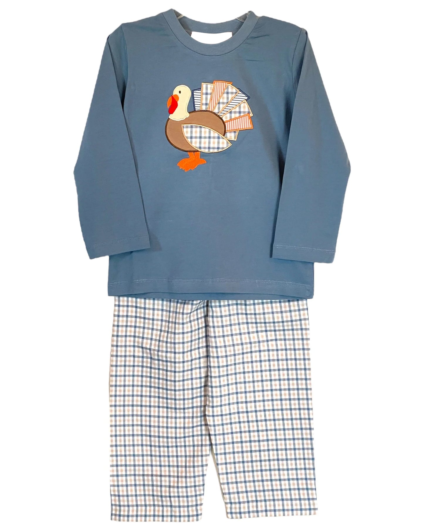 Pre-order BLP0742 baby Boys blue turkey outfits embroidery