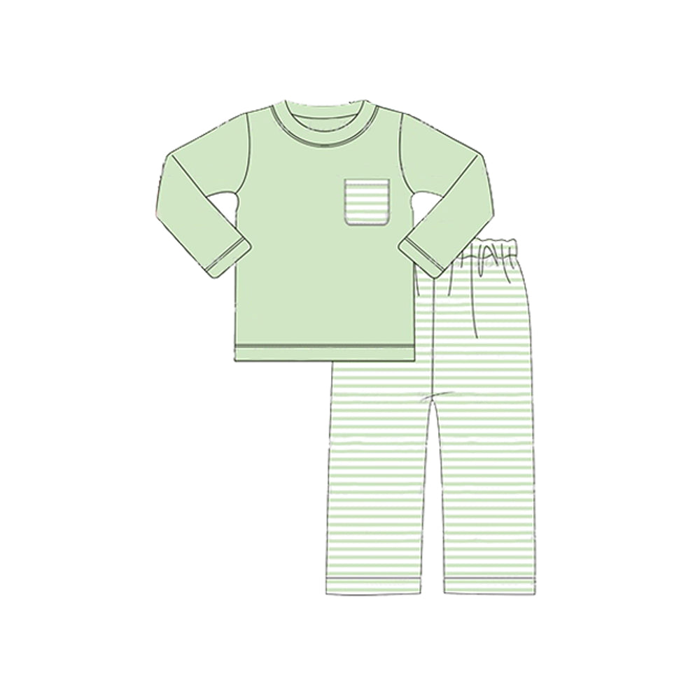 Pre-order BLP0779 baby Boys green stripe outfits ( Deadline August 19 )