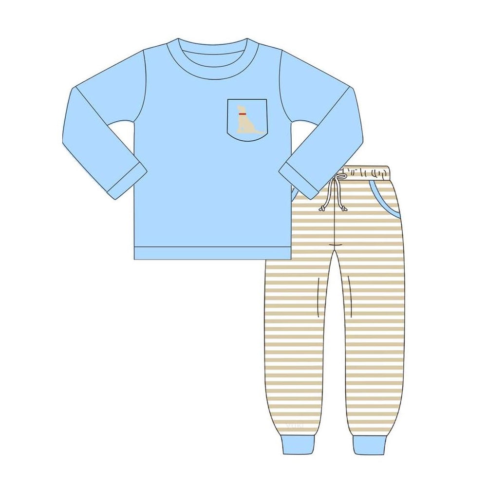 Pre-order BLP0794 baby Boys blue dog outfits ( Deadline August 21 )