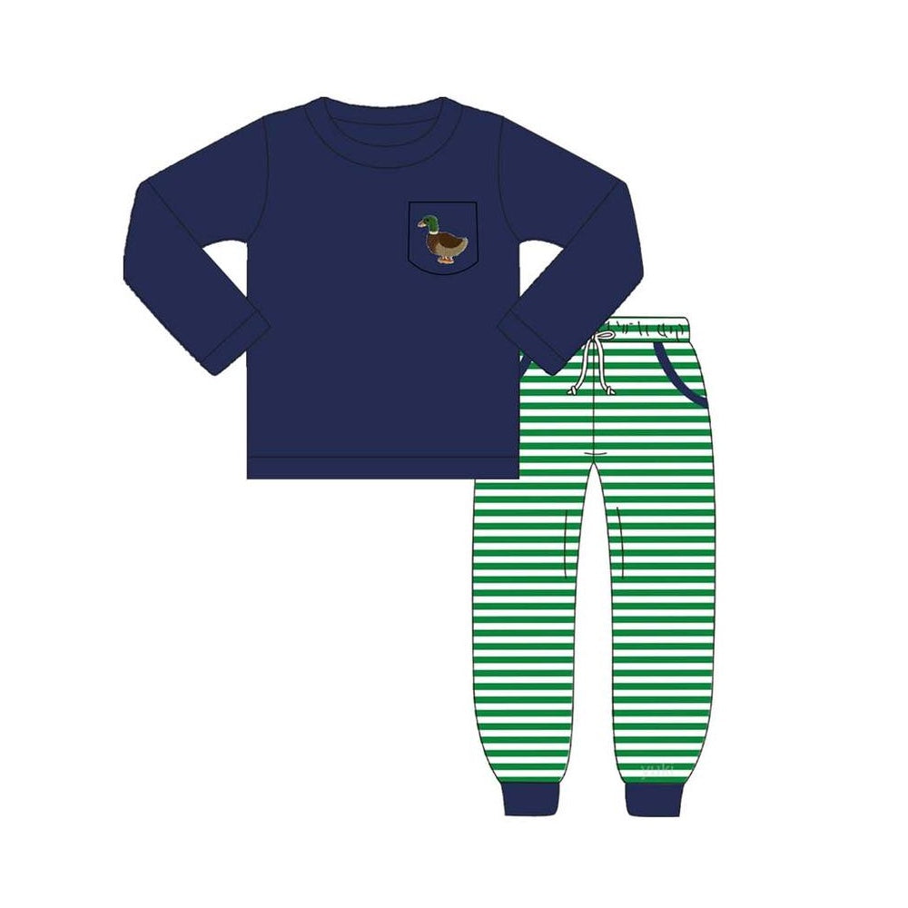 Pre-order BLP0795 baby Boys navy duck outfits embroidery