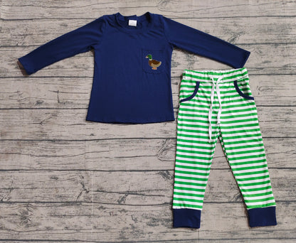 Pre-order BLP0795 baby Boys navy duck outfits embroidery