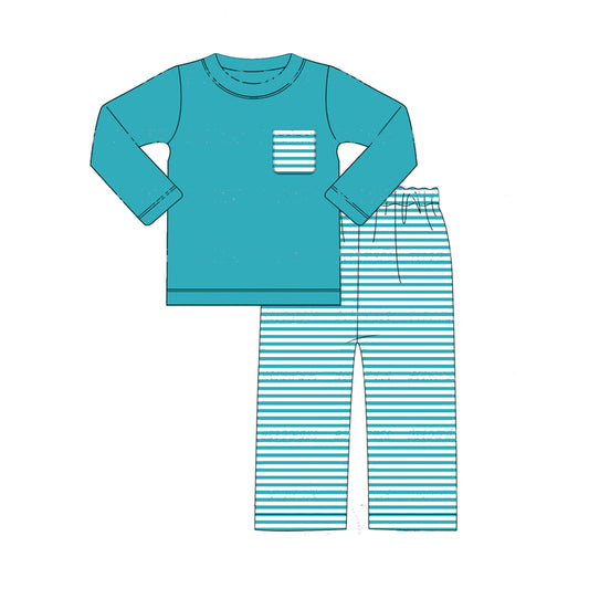 Pre-order BLP0822 baby Boys green stripe outfits ( Deadline August 27 )