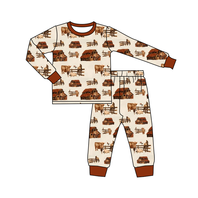 Pre-order BLP0876 baby Boys farm cow pajamas ( Deadline September 13 )