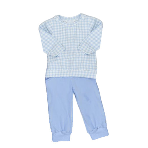 Pre-order BLP0889 baby Boys blue plaid outfits ( Deadline September 16 )