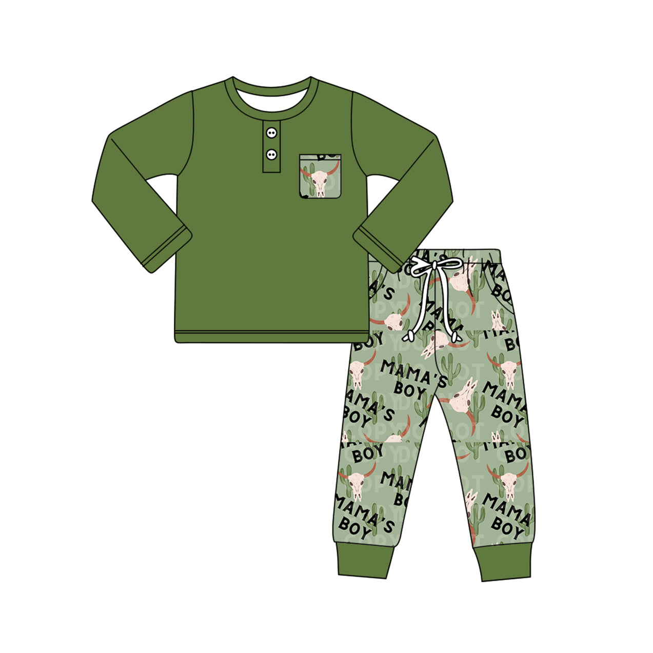 Pre-order BLP0920 baby Boys green mama's boy outfits ( Deadline September 23 )