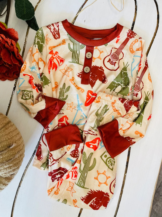 Pre-order BLP0924 baby Boys western pajamas ( Deadline September 24 )