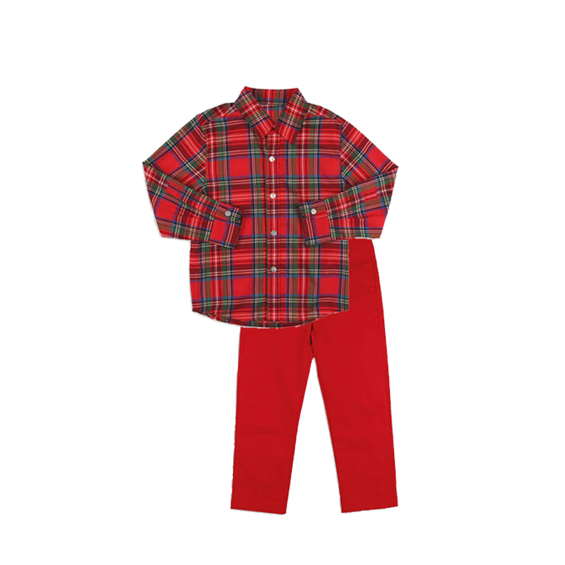 Pre-order BLP0939 baby Boys red palid outfits ( Deadline September 27 )