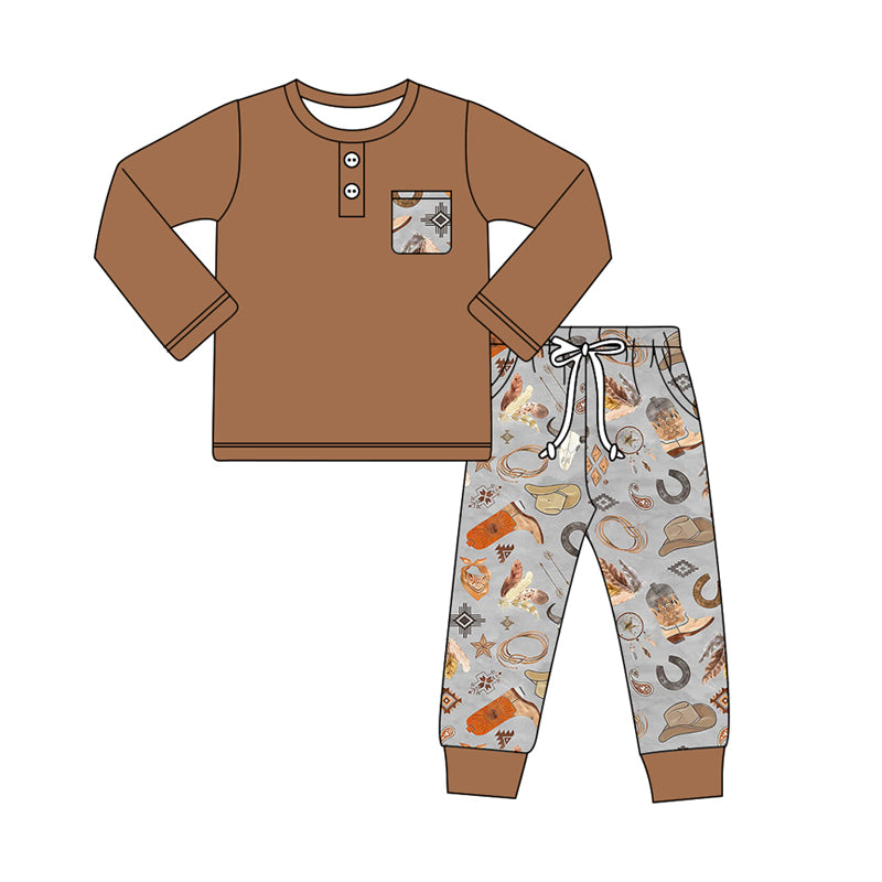 Pre-order BLP0942 baby Boys brown cow outfits ( Deadline September 29 )