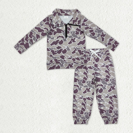 BLP1320 baby boys camo zipper long sleeve outfits