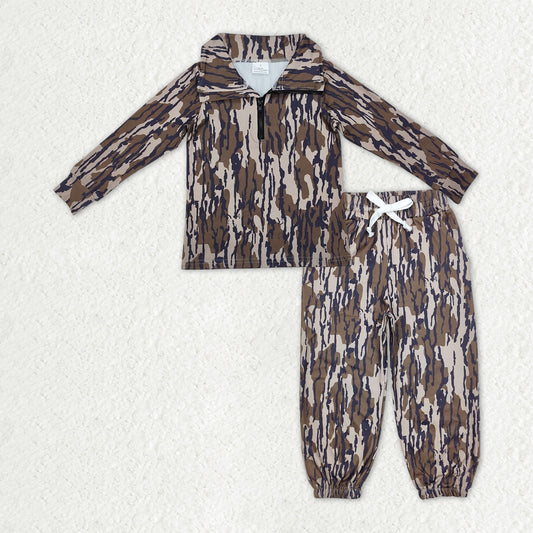 BLP1321 baby boys camo zipper long sleeve outfits