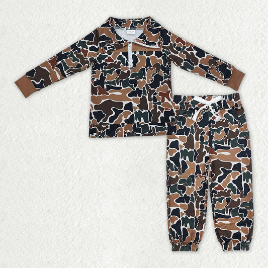 BLP1323 baby boys MAMA'S camo zipper long sleeve outfits