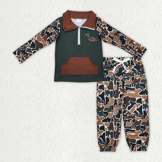 BLP1324 baby boys duck camo zipper long sleeve outfits