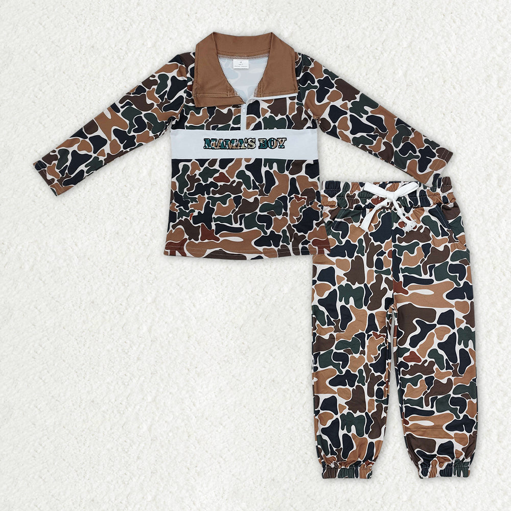 BLP1325 baby boys MAMA'S camo zipper long sleeve outfits
