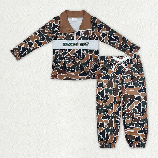 BLP1325 baby boys MAMA'S camo zipper long sleeve outfits