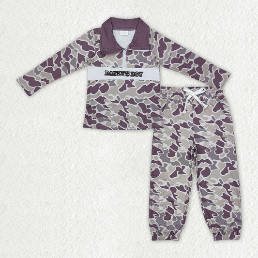 BLP1327 baby boys MAMA'S BOY camo zipper long sleeve outfits