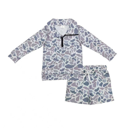 Matching Baby boys spring autumn camo long sleeves shorts outfits