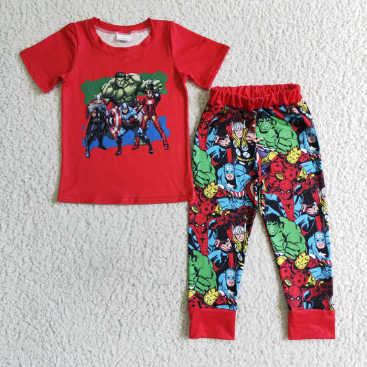 BSPO0021 Boys red Outfits Short Sleeves