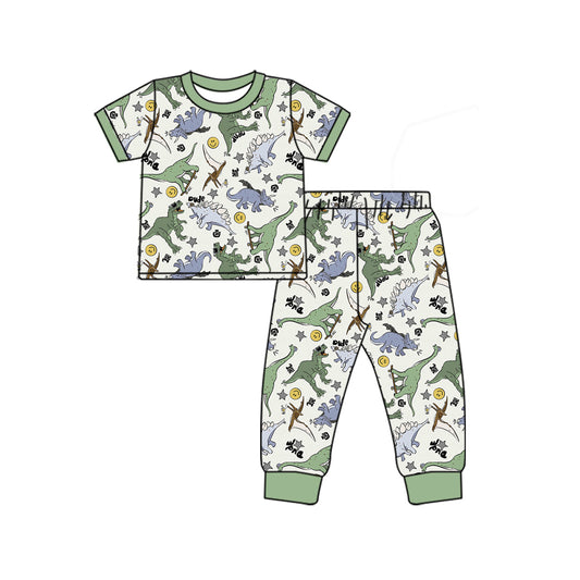 Pre-order BSPO0532 baby Boys green dinosaur pajamas ( Deadline Dec.12 )