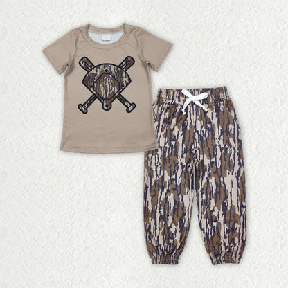 Matching Baby boys baseball short sleeves camo outfits