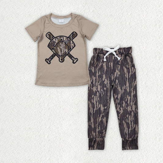 BSPO0655 boys baseball short sleeves camo outfits