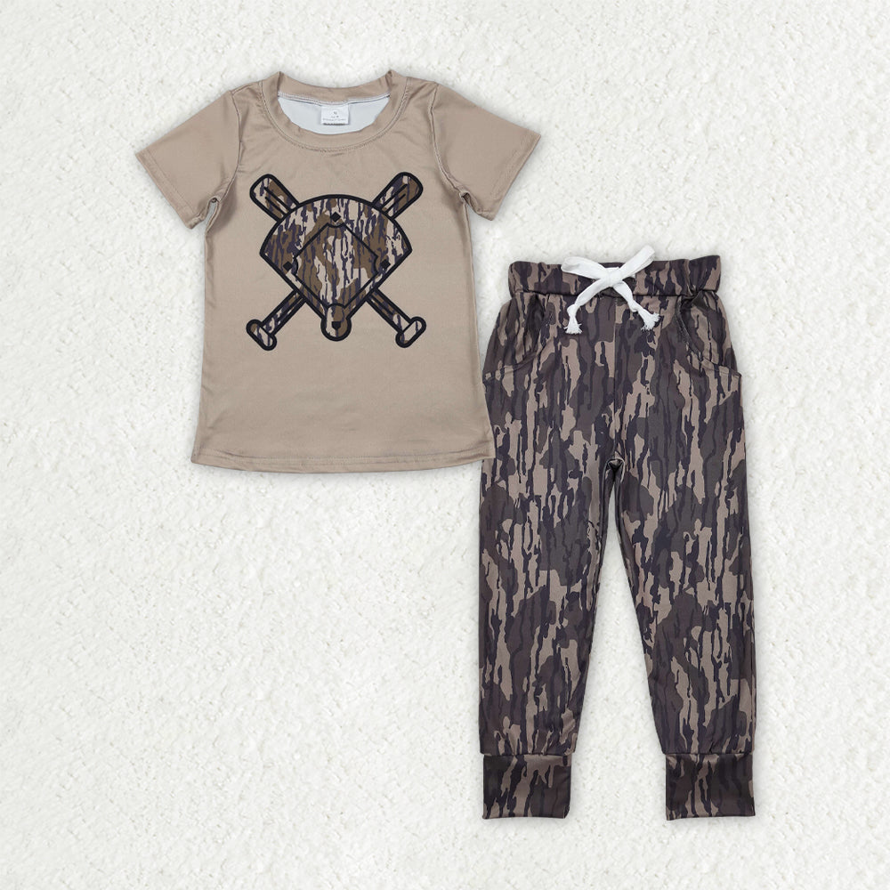 Matching Baby boys baseball short sleeves camo outfits