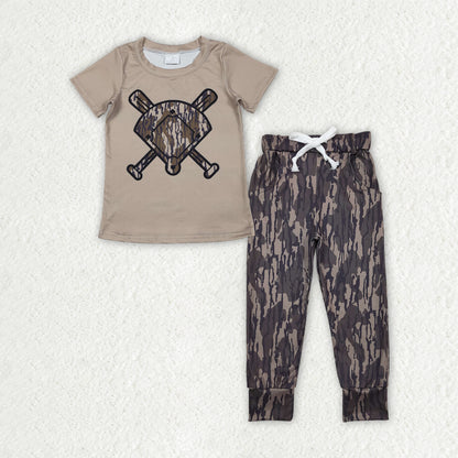 Matching Baby boys baseball short sleeves camo outfits