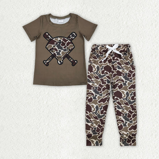 BSPO0657 boys baseball short sleeves camo outfits